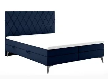 Łóżko kontynentalne IBETIO 180x200 granatowe velvet z pojemnikiem