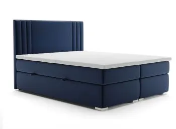 Łóżko kontynentalne MAO 180x200 granatowe velvet z pojemnikiem
