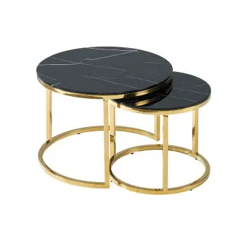 Ława MUSE II czarny marmur/złota