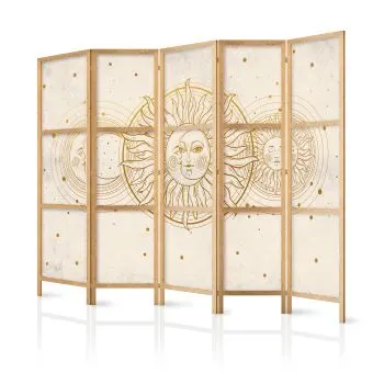 Parawan japoński Tła i desenie 225x172 cm 5-częściowy beżowy