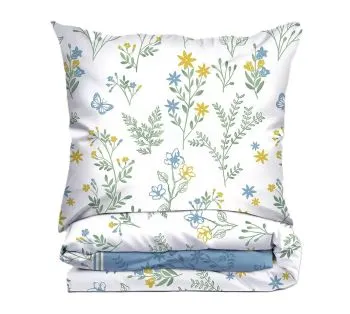 Pościel bawełniana Greno Premium Santorini 160x200 cm niebieska