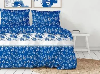 Pościel satynowa DELFY 220X200 niebieska Premium