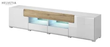 Szafka RTV TOLEDO 2D4S 208 biała połysk/dąb san remo