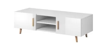 Szafka RTV SWEDEN 2 biały mat/biały połysk 140