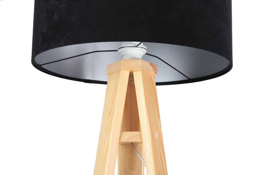 Lampa stojąca HOME 50 czarna/srebrna/sosna do sypialni | MIRAT. w stylu  kolekcja