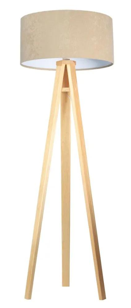 Lampa stojąca HOME 50 beżowa/biała/sosna do sypialni | MIRAT.