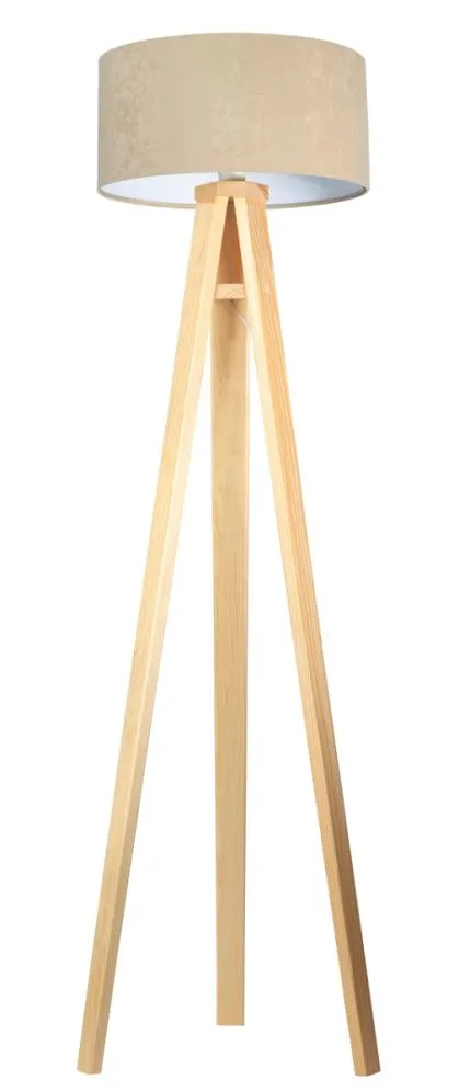 Lampa stojąca HOME 40 beżowa/biała/sosna na trójnogu | MIRAT.