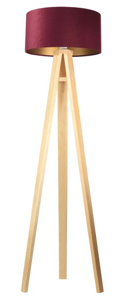 Lampa stojąca HOME 40 bordowa/złota/sosna w stylu glamour | MIRAT.