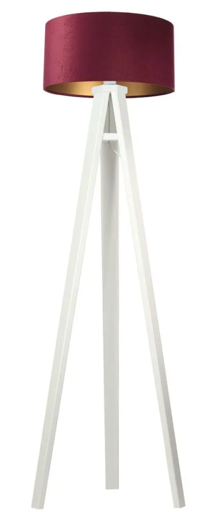 Lampa stojąca HOME 40 bordowa/złota/biała do salonu | MIRAT.