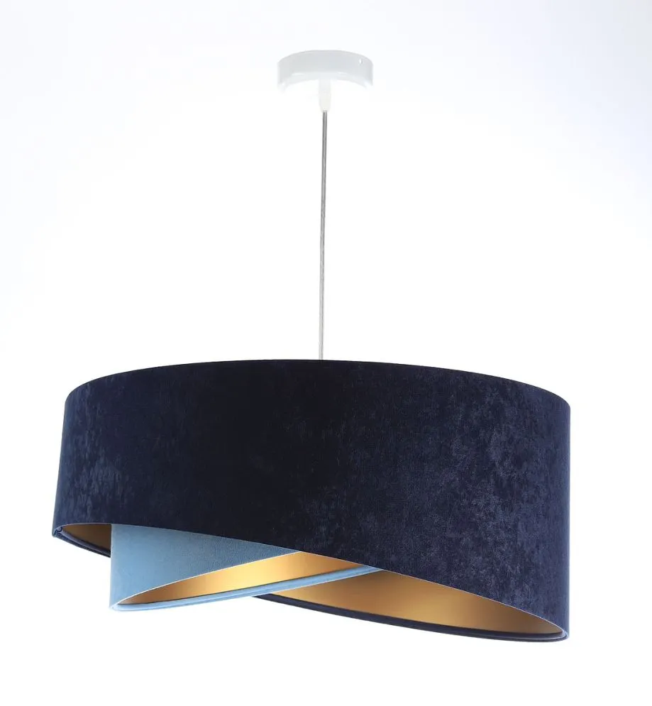 Lampa wisząca THUNDERCLOUD BLUE granatowa/złota welurowa asymetryczna | MIRAT. w stylu  kolekcja