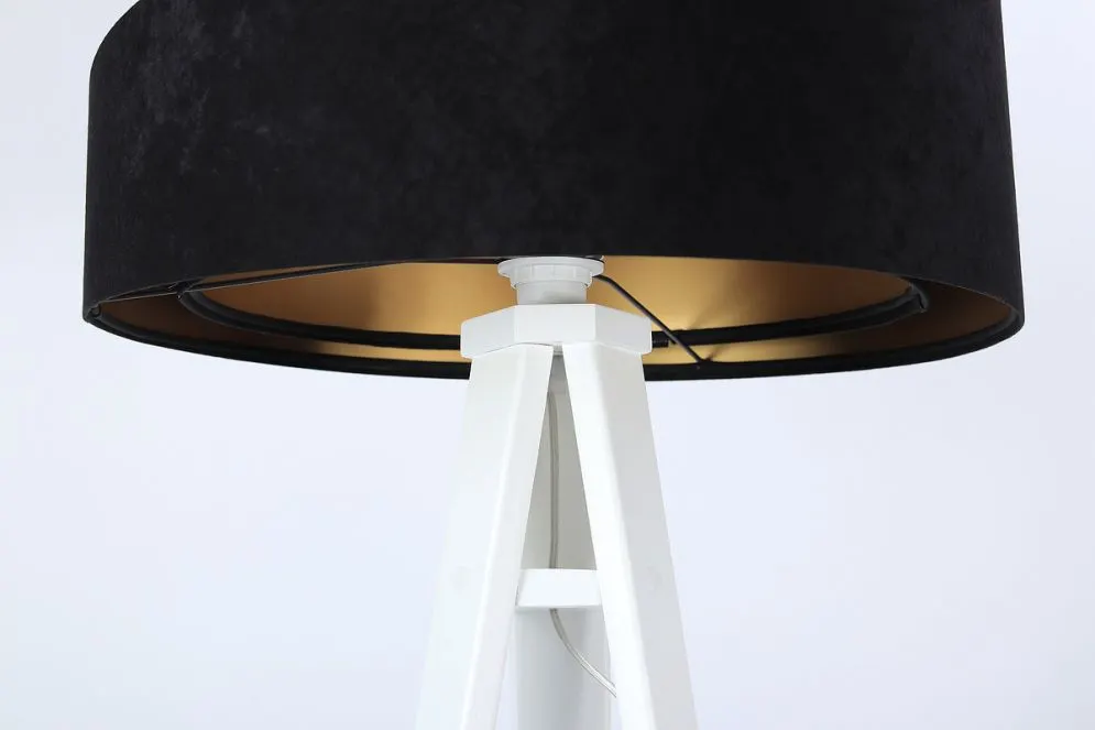 Lampa stojąca GEMSTONE czarna/złota/biała nowoczesna | MIRAT.