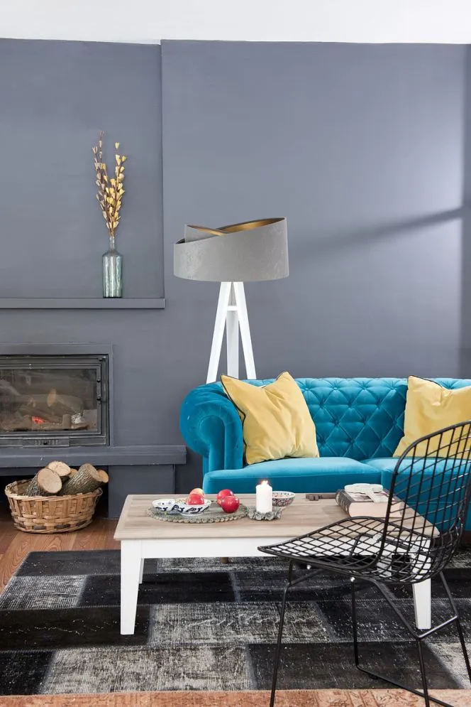 Lampa stojąca GEMSTONE szara/złota/biała w stylu skandynawskim | MIRAT.