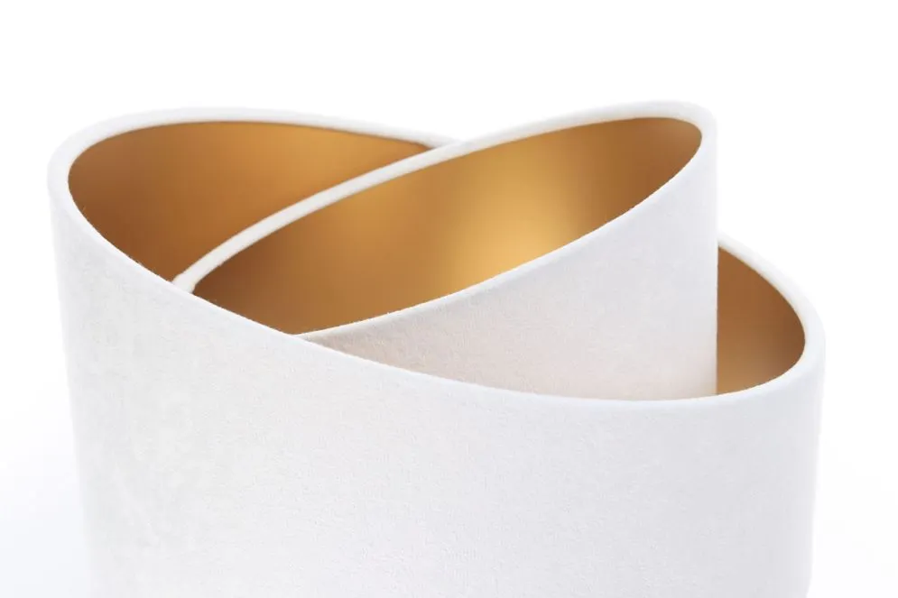 Lampa stołowa GEMSTONE biała/złota/biała nocna welurowa | MIRAT.