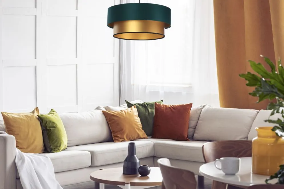 Lampa wisząca DOUBLE GREEN 60 zielona/złota nad stół | MIRAT. w stylu kolekcja