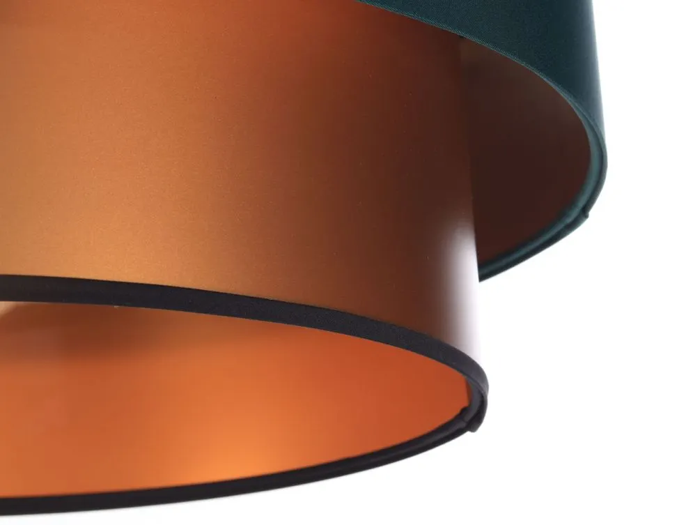 Lampa wisząca DOUBLE GREEN 40 zielona/miedziana z podwójnym abażurem | MIRAT. w stylu kolekcja