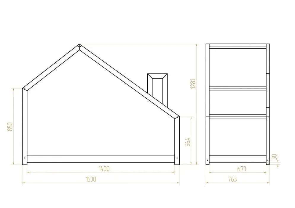Łóżko dziecięce MILA DMS 80x140 sosna domek z barierką | MIRAT. w stylu  kolekcja MILA