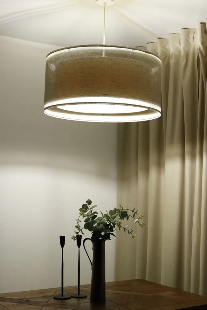 Lampa wisząca DUO LEN LIGHT 60 beżowa lniana I sklep meblowy MIRAT.