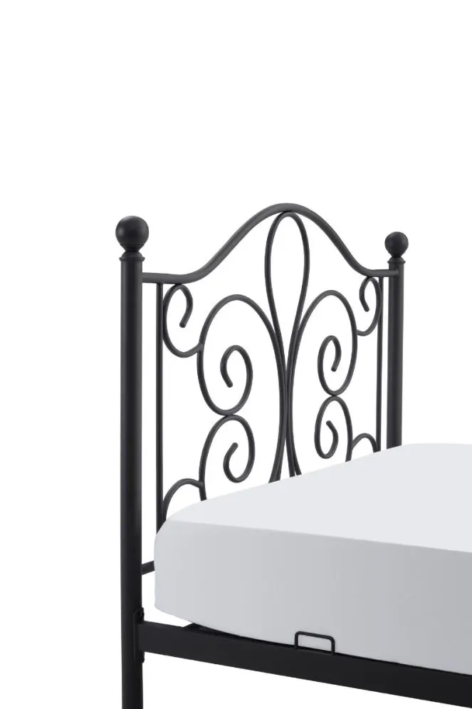 Łóżko metalowe PANAMA 120x200 czarne ze zdobionym zagłowiem | MIRAT. styl LOFT