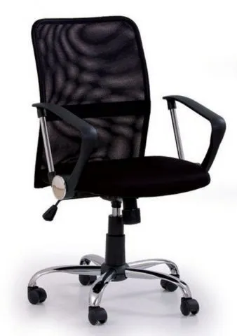 Czarny fotel obrotowy do biura z podłokietnikami TONY