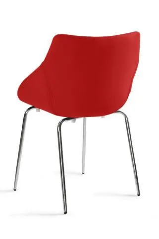 Czerwone krzesło na metalowych nogach chromowanych Lumi