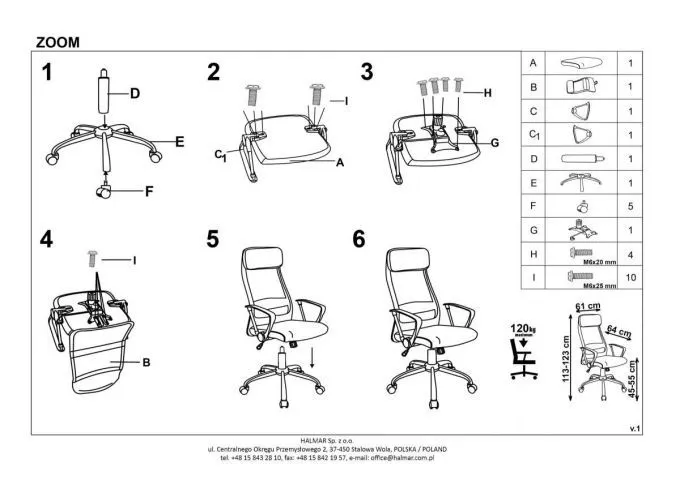 Instrukcja montażu fotela ZOOM