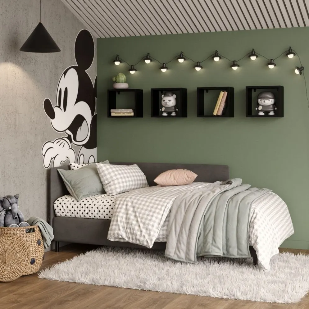 Komplet 4 wiszących półek TUTTI czarnych na książki i dekoracje | MIRAT. styl LOFT