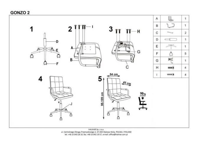Instrukcja montażu fotela GONZO 2