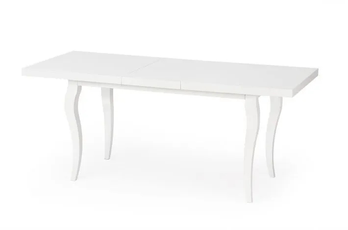 Biały rozkładany stół na wygiętych nogach w stylu glamour Mozart