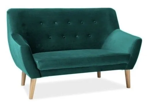 Zielona dwuosobowa sofa tapicerowana do salonu NORDIC 2 VELVET