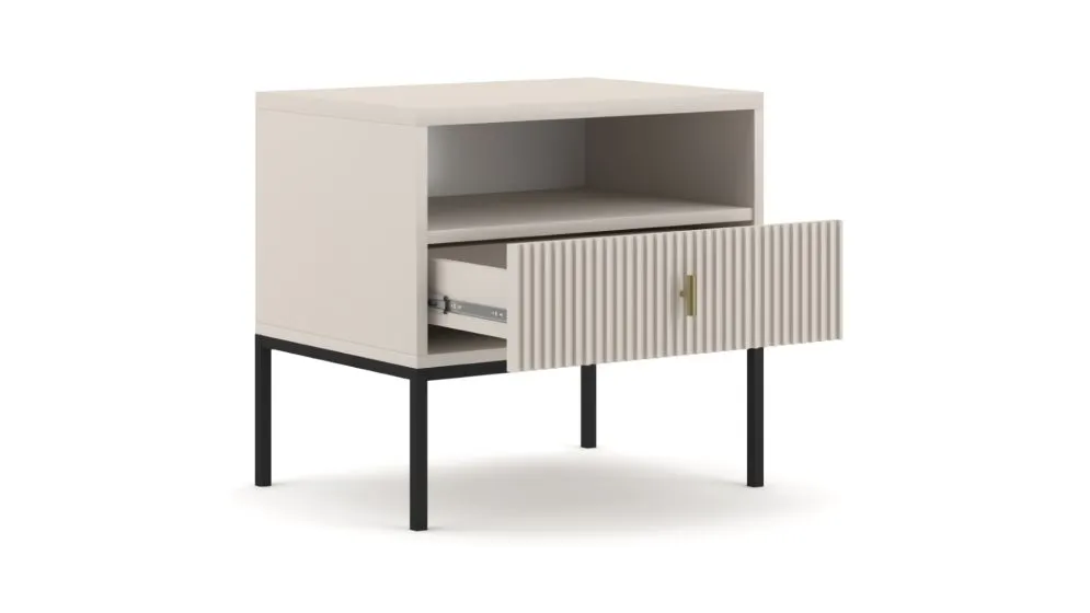 Szafka nocna MAGGIORE 54x39 kaszmir mat/czarna w stylu glamour I sklep meblowy MIRAT. styl GLAMOUR, RYFLOWANY