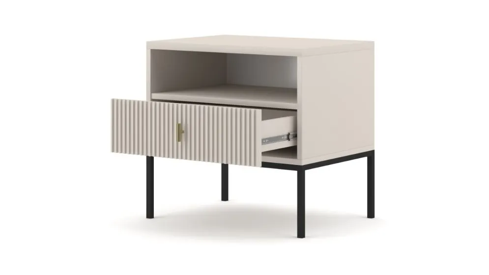 Szafka nocna MAGGIORE 54x39 kaszmir mat/czarna w stylu glamour I sklep meblowy MIRAT. styl GLAMOUR, RYFLOWANY