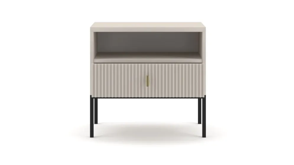 Szafka nocna MAGGIORE 54x39 kaszmir mat/czarna w stylu glamour I sklep meblowy MIRAT. styl GLAMOUR, RYFLOWANY