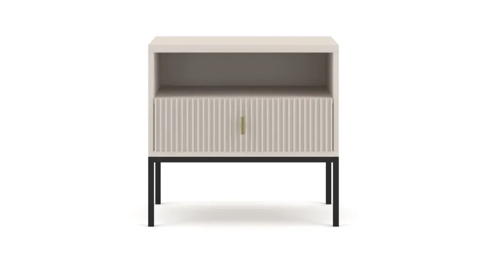 Szafka nocna MAGGIORE 54x39 kaszmir mat/czarna w stylu glamour I sklep meblowy MIRAT. styl GLAMOUR, RYFLOWANY