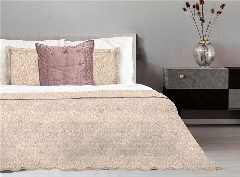 Narzuta żakardowa Greno Flower 220x260 beżowa | MIRAT.
