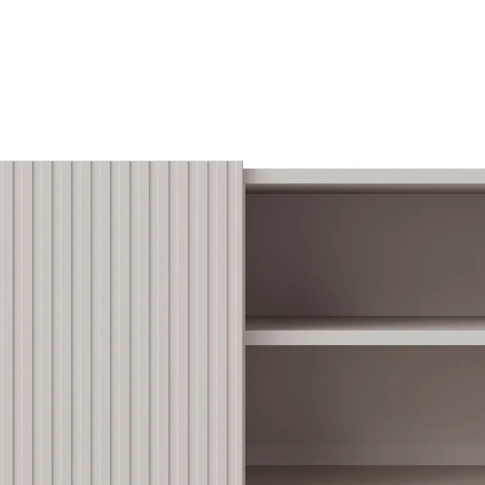 Szafka RTV PAXOS 150cm kaszmirowa z ryflowanymi frontami I sklep meblowy MIRAT. styl RYFLOWANY