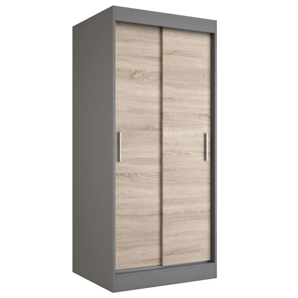 Szafa przesuwna MODUO COMFORT 90 antracyt/dąb sonoma gładka do sypialni | MIRAT. w stylu  kolekcja MODUO COMFORT