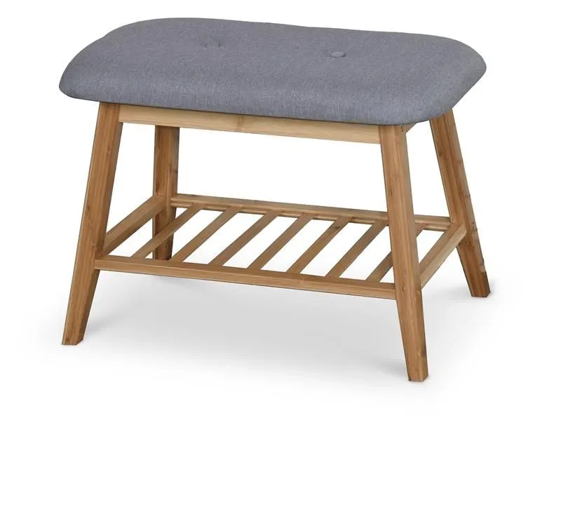 Stojak na buty ST-14 szary/naturalny drewno lite z siedziskiem | MIRAT. w stylu  kolekcja