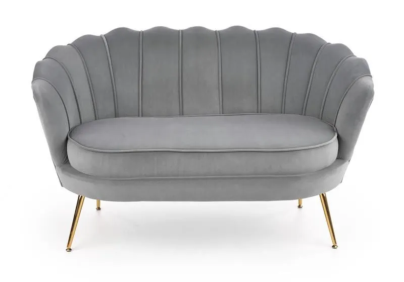 Sofa AMORINITO XL szara muszla na złotych lub czarnych nogach | MIRAT. styl GLAMOUR, PASTELE