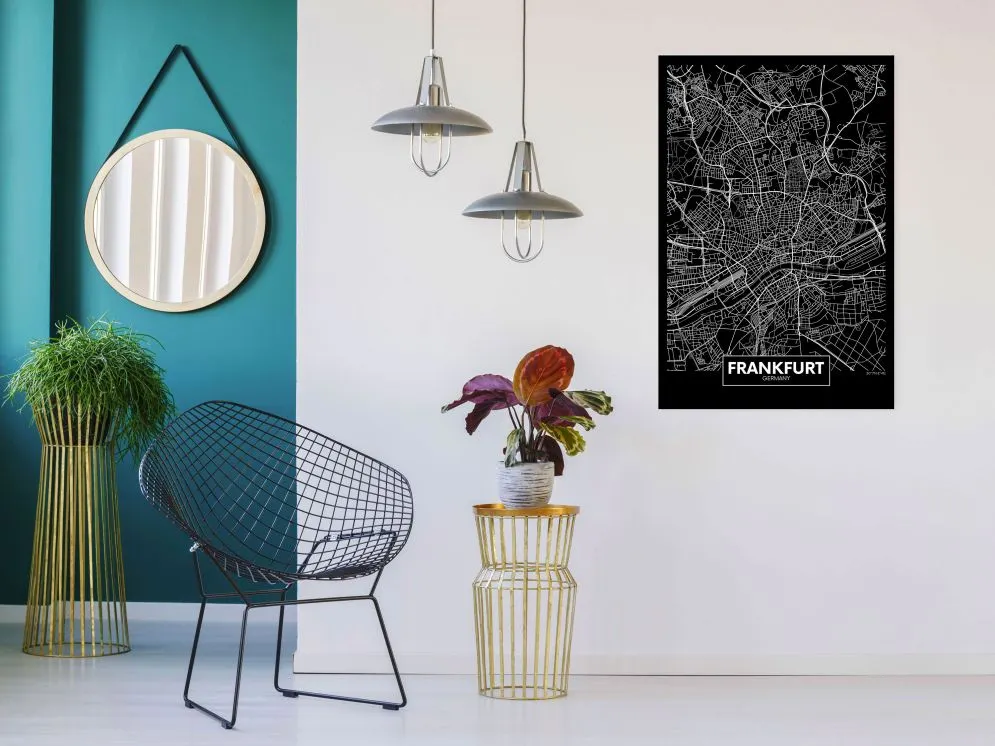 Obraz - Ciemna mapa Frankfurtu (1-częściowy) pionowy-2