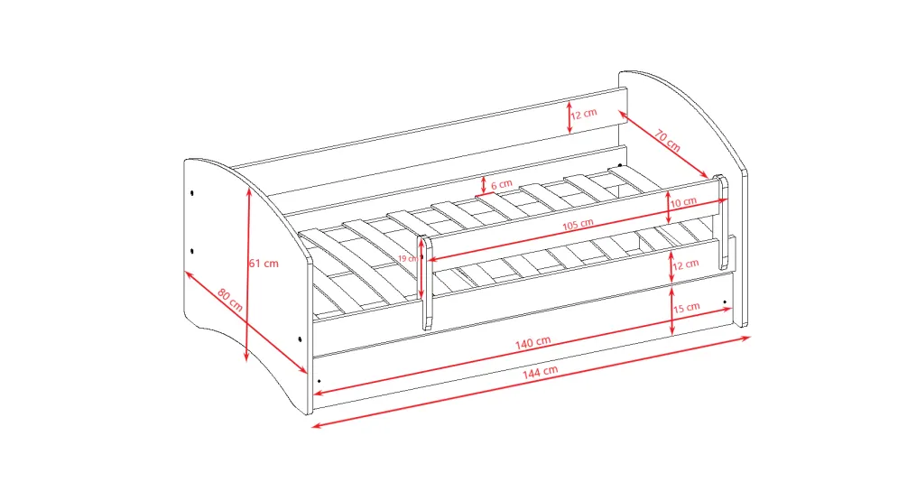 Łóżko dziecięce BABY DREAMS zoo z barierką | MIRAT.  kolekcja BABY DREAMS