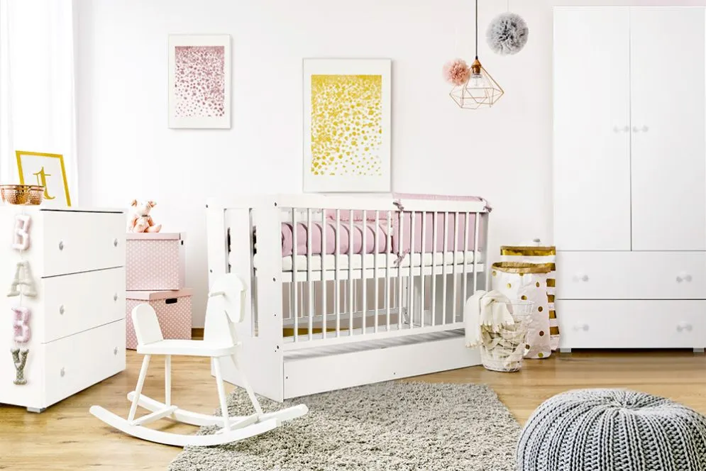 Łóżeczko dziecięce PAULA 120x60 białe bezpieczne niemowlęce I sklep meblowy MIRAT. styl SKANDYNAWSKI