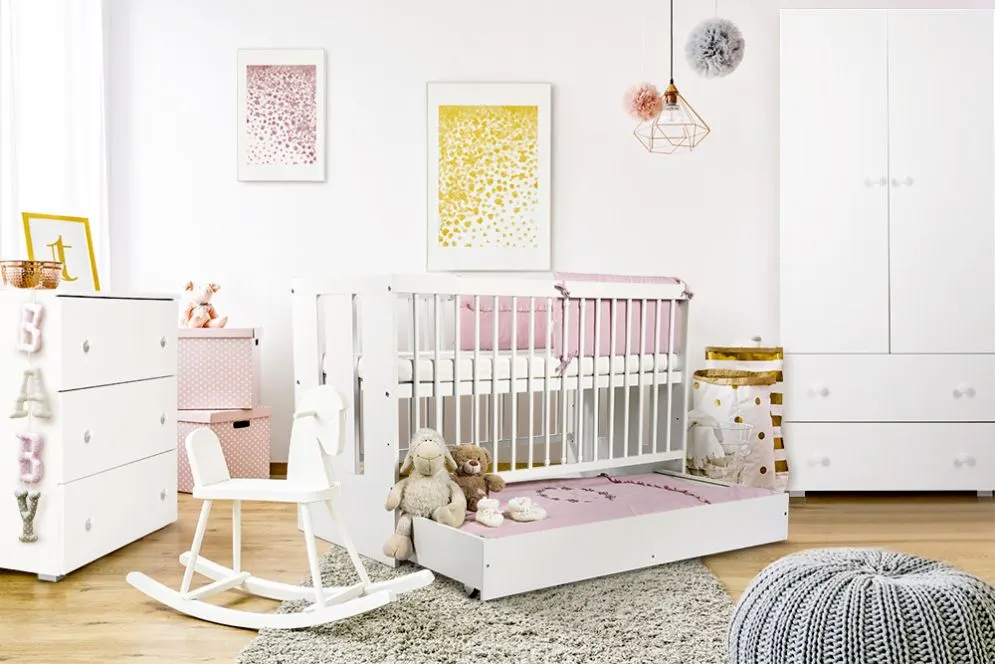 Łóżeczko dziecięce PAULA 120x60 białe bezpieczne niemowlęce I sklep meblowy MIRAT. styl SKANDYNAWSKI