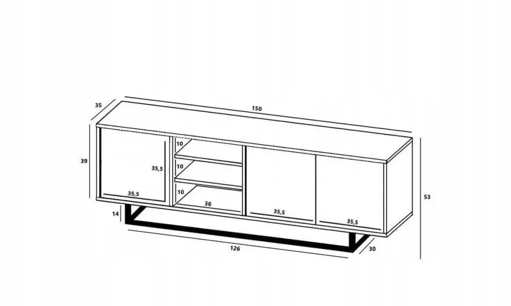 Szafka RTV NILA 1 150 dąb wotan/biała mat z półkami | MIRAT. styl LOFT kolekcja NILA