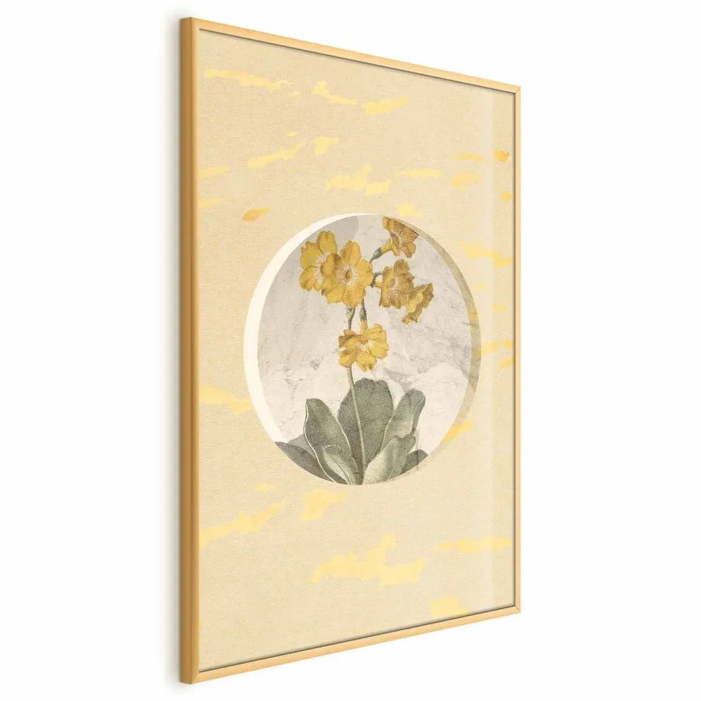 Plakat Kwiat w kole 29,7x42 cm z ramą złotą bez marginesu | MIRAT.