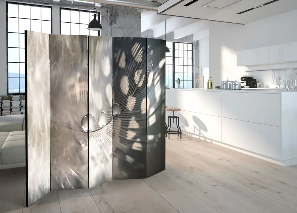 Parawan jednostronny Zwierzęta 225x172 cm 5-częściowy szary | MIRAT.