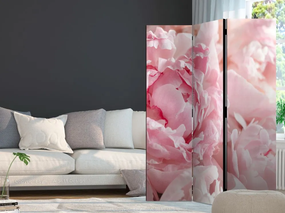 Parawan dwustronny Kwiaty 135x172 cm 3-częściowy szary | MIRAT.