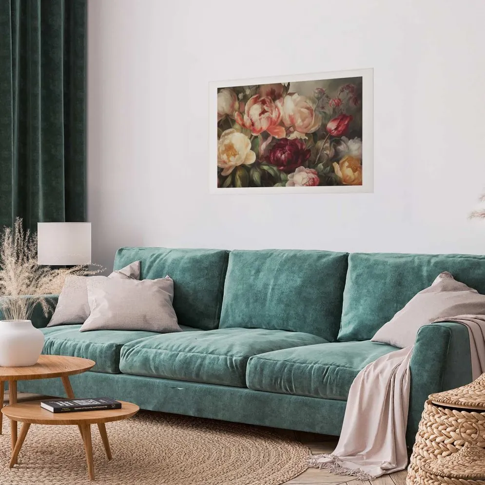 Plakat Piwonie 90x60 cm bez ramy z marginesem | MIRAT.