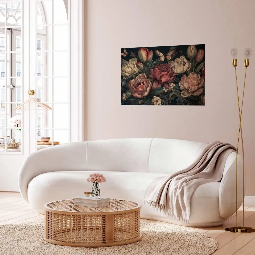 Plakat Kwiaty na turkusowym tle 60x40 cm bez ramy bez marginesu | MIRAT.