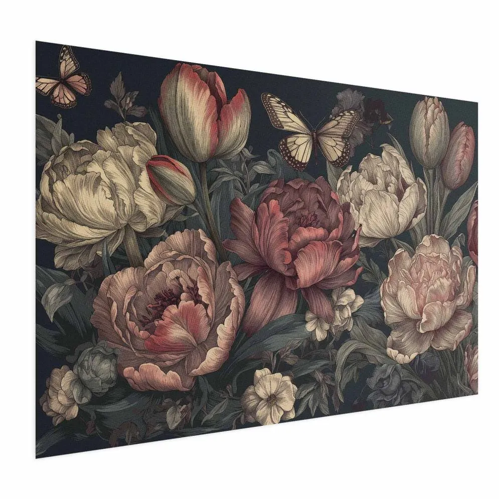 Plakat Kwiaty na turkusowym tle 60x40 cm bez ramy bez marginesu | MIRAT.