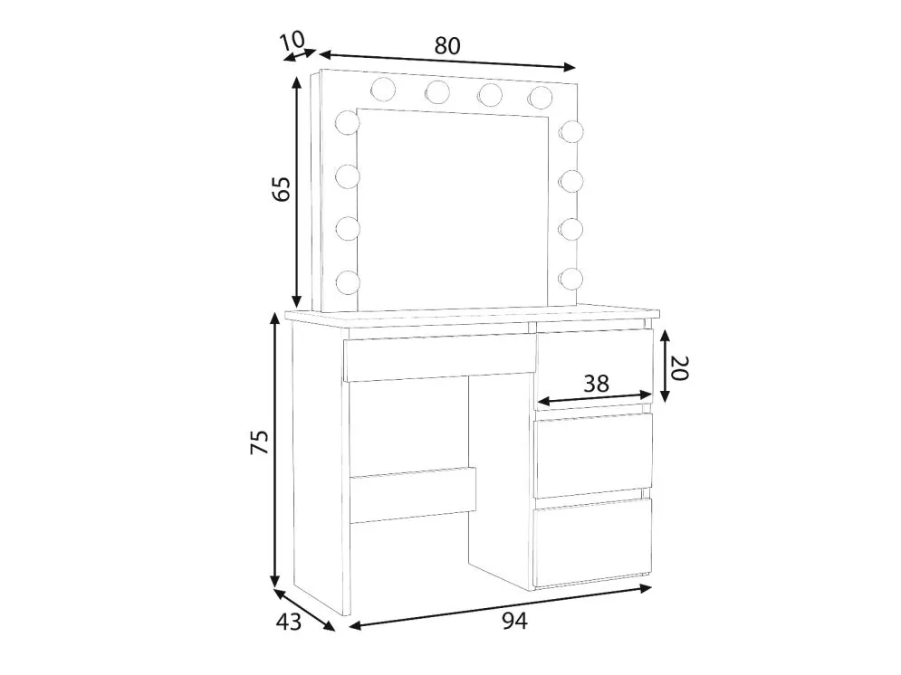 Toaletka ALEKSANDRA 4 czarny mat nowoczesna do wnętrz w stylu glamour | MIRAT. w stylu SKANDYNAWSKI kolekcja
